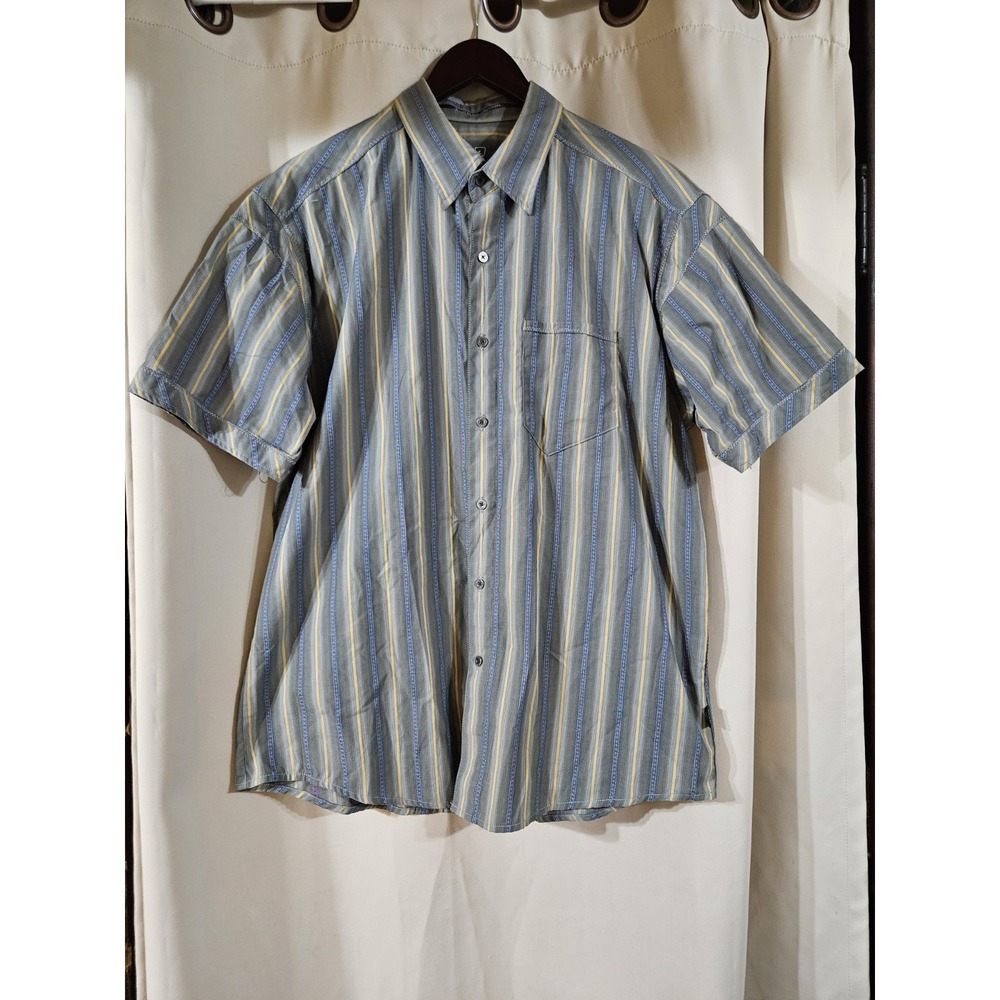 Kuhl Striped Short‎ Sleeve Hiking Metal Button Up Western Shirt Men's Size XL
